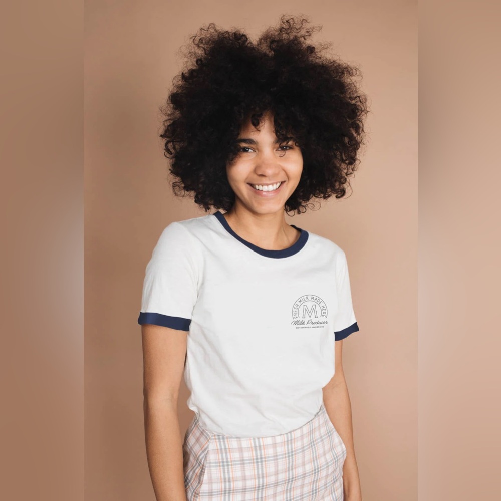 Fresh Milk Made Here Ringer Tee for Women